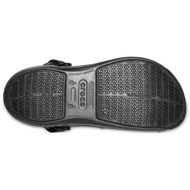 Die Literide-Schaumstoffeinlegesohlen der nächsten Generation sind superweich, unglaublich leicht und außerordentlich widerstandsfähig. Rutschfeste Crocs Lock-Außensohle. Vollständig geformt und leicht zu reinigen. Extra dickes Obermaterial schützt den Mittelfußbereich