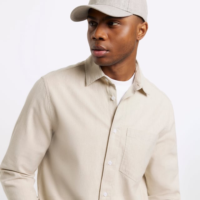 Regular fit, Linen blend, Collared, Long sleeves, Cuffed, Button fastening