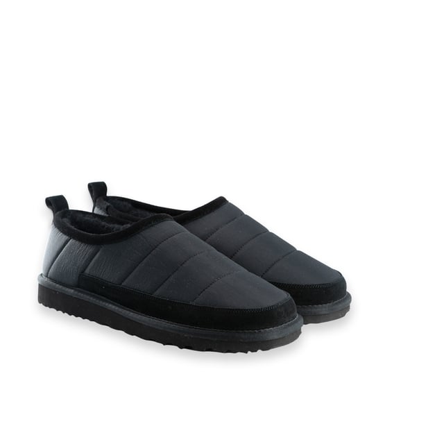 Padded mesh slip on. On trend to be worn inside or out. Mesh padded upper. Sheepkin wool lining. Sheepking wool insole. EVA/Rubber outsole makes it lightweight and durable.