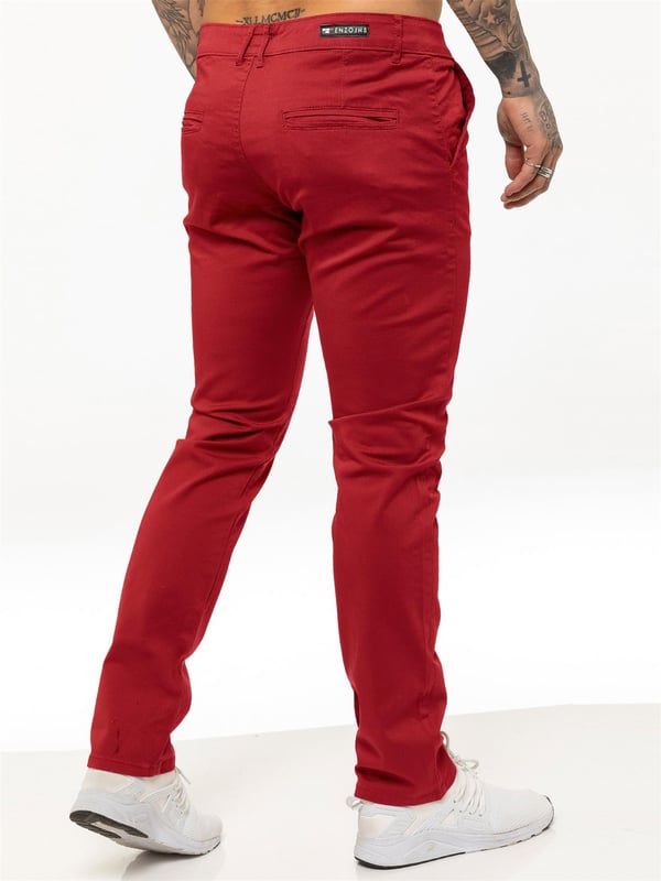 Indulge in the ultimate comfort and style with our ENZO Mens Designer Skinny Fit Chino Pants. Featuring a sleek zip fly fastening, two front pockets, two back welt pockets, and the signature Logo Branding on the Back Waist Patch