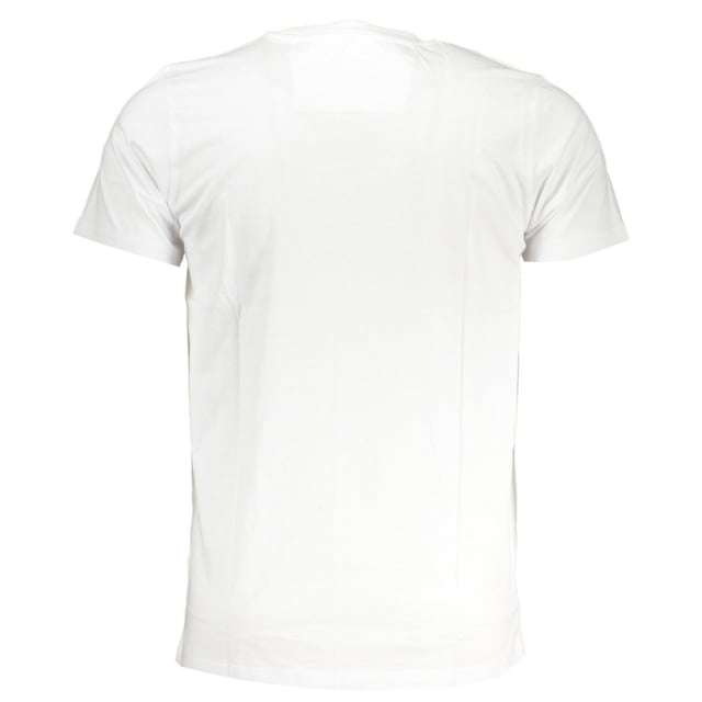 Blijf stijlvol en zelfverzekerd met dit logo witte T-shirt van Cavalli Class. Dit comfortabele topje laat je unieke stijl zien en maakt een onvergetelijke indruk! Ronde hals, korte mouwen, 100% katoen, reguliere pasvorm, valt trouw aan maat, wit T-shirt.