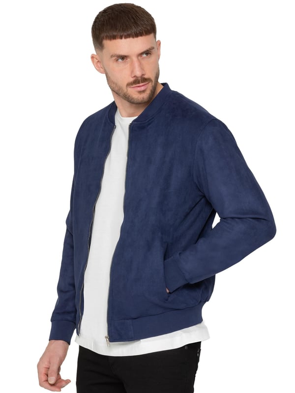Introducing the Men's Suede Bomber Jacket, a versatile and fashionable wardrobe staple, perfect for layering. Made from soft suede, this jacket offers a luxurious texture and feel. It features a timeless bomber style with a zip-up front, ribbed cuffs, and hem for a comfortable, fitted look. Ideal for both casual and smart-casual settings, the premium suede enhances any ensemble with a touch of sophistication. The jacket also includes two convenient side pockets and an interior pocket for added functionality.