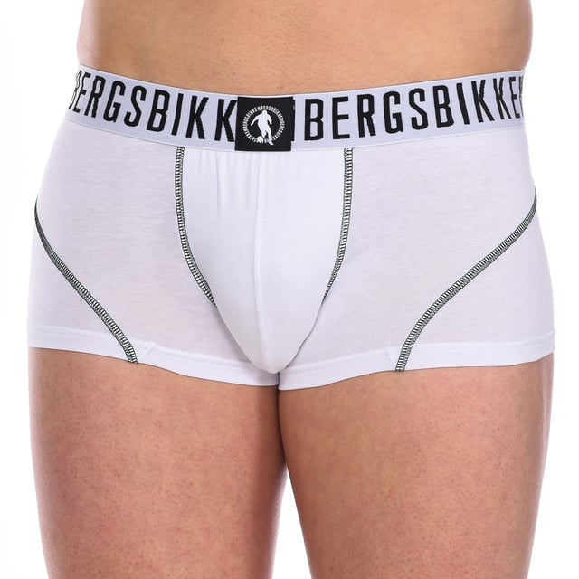 Pack-2 Boxers Fashion Bikkembergs.  
Color blanco.  
Cintura elástica de goma, con el nombre de la firma bordado.  
Tejido cómodo y transpirable.  
Frente anatómico, con capacidad de sujeción sin apretar.  
Costuras visibles en tono.  

Composición: 95% algodón, 5% elastano  

Instrucciones de lavado:  
- Lavar a temperatura máxima de 30º.  
- No usar blanqueador.  
- No permite limpieza en seco.  
- Temperatura máxima de planchado: 110º.  
- No usar secadora.  