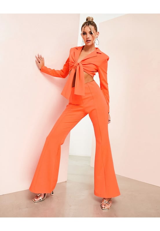 Orange flare trousers cheap