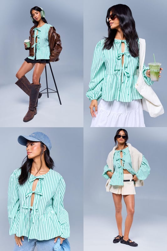 Warm, comfortable, and an A/W staple your wardrobe won't be complete without, our collection of long sleeve tops are here to serve fresh new looks in an instant. Seeking out those casual vibes? Keep all bases covered with a classic black long sleeve top. Need to make waves at work? Add a touch of sophistication to the office with a long sleeve blouse. Pair a long sleeve top with your fave denim or high waisted leather trousers and really let your shape do the talking.Style: Smock TopDesign: StripesLength: RegularSleeve Length: Long Sleeve