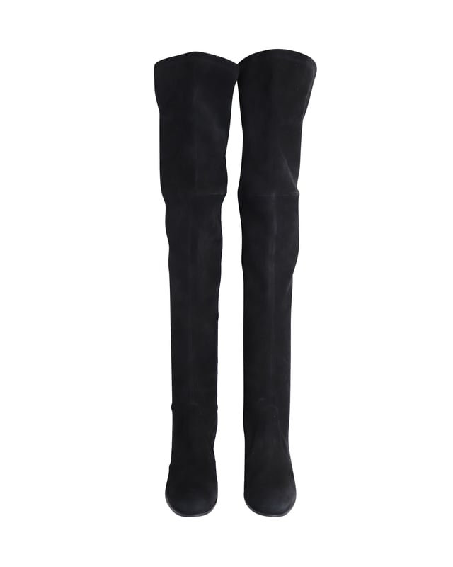 VINTAGE, RRP AS NEW
Elongate your silhouette with this Over-the-Knee Heeled Boots from Stuart Weitzman. The stretchy suede moulds to the shape to fit the legs, and the tie back detail adds a sophisticated touch to the look. Pair this with your favorite mini dress for a stunning outfit.

Stuart Weitzman Over The Knee Heeled Boots in Black Suede
Condition: Very good
Sign of wear: Light wear throughout, scuffs on the surface and heels
Material: Suede
Color: Black
Size: EU39 / UK6 / US8.5
SKU: 266079