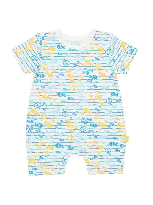 Perfect for playing or snoozing, this romper featuring our colourful and cute fish explorer all-over print is comfy, practical and great for the summer season.