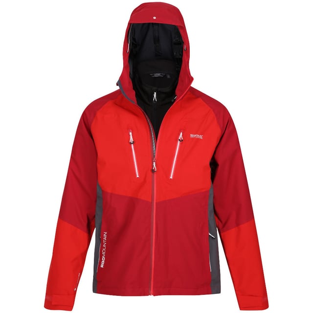 Waterproof and breathable Isotex 15000 stretch lightweight ripstop polyester recycled fabric. Recycled fabric made from approximately 7 plastic bottles (500ml size). Breathability rating 10,000g/m2/24 hours. Durable water repellent finish. Taped seams. Grown on technical wire peaked hood with adjusters. Brite Light hood torch technology. 2 x AAA batteries required - not included. Hi-tech water repellent centre front zip with inner zip and chin guard. 2 chest pockets with hi-tech water repellent zips. 2 lower pockets with hi-tech water repellent zips. Articulated sleeves for enhanced range of movement. Water repellent underarm ventilation zips. Adjustable cuffs. Adjustable shockcord hem. Reflective detail. Extol comfort stretch fabric. Stretch binding to collar, cuffs and hem. 2 zipped lower pockets.