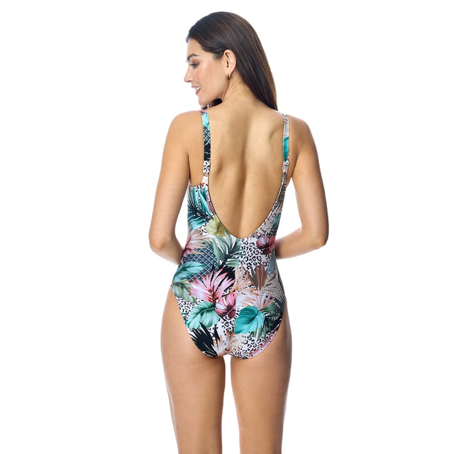 V-neck swimsuit W240873 women.

 V-neck swimsuit without padding. Fully lined.
 It features adjustable straps that allow you to customize the fit and coverage.

 Cutting-edge fabric with high shaping power, high resistance to chlorine, tanning creams and oils and excellent moisture absorption properties.
 Composition: Outer lining: 80% Polyamide, 20% Elastane.
 Inner lining: 62% Polyester, 25% Elastane, 9% Lycra, 4% Polyamide.
 Care:
Handwash.
 Do not use bleach.
 Do not use dryer.
 Do not iron.
 Do not dry clean.
 Do not squeeze.