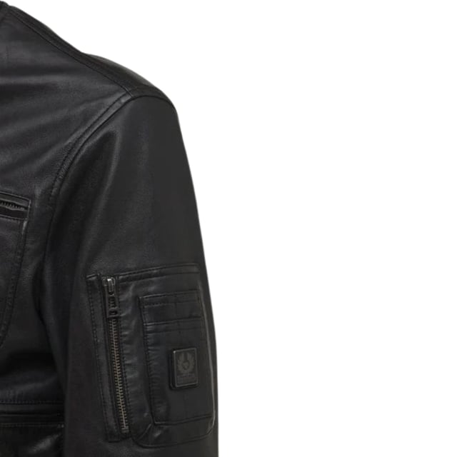 Ervaar het ultieme in veelzijdigheid en stijl met de Belstaff Black Jacket. Deze jas biedt zowel warmte als een modieus ontwerp, waardoor je moeiteloos kunt overstappen van een casual look voor overdag naar een chique avondensemble. Blijf gezellig en zie er geweldig uit met dit must-have jack! Lamsleer Zachte afwerking met een natuurlijke patina Geribbelde kraag, manchetten en zoom Ontwerp met meerdere zakken voor praktisch gebruiksgemak Belstaff Phoenix metalen plaatje op de mouw Merkbadge op de linkermouw , Meerdere zakken, ronde hals, elastische taille en mouwuiteinden, leren jas