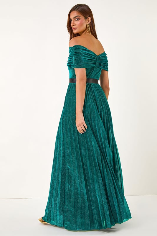 Bardot Pleated Fit & Flare Maxi Dress
