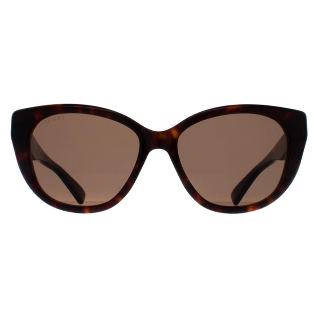 Gucci Cat Eye Womens Havana Brown GG1588S  Sunglasses are a stylish cat eye frame and the unmistakable Gucci logo on the temples. Crafted for both durability and fashion, these sunglasses provide exceptional clarity and UV protection while effortlessly merging timeless elegance with modern allure. Versatile and luxurious, they're the perfect accessory for any occasion, promising to make a bold statement and redefine your style with Italian finesse and contemporary flair.