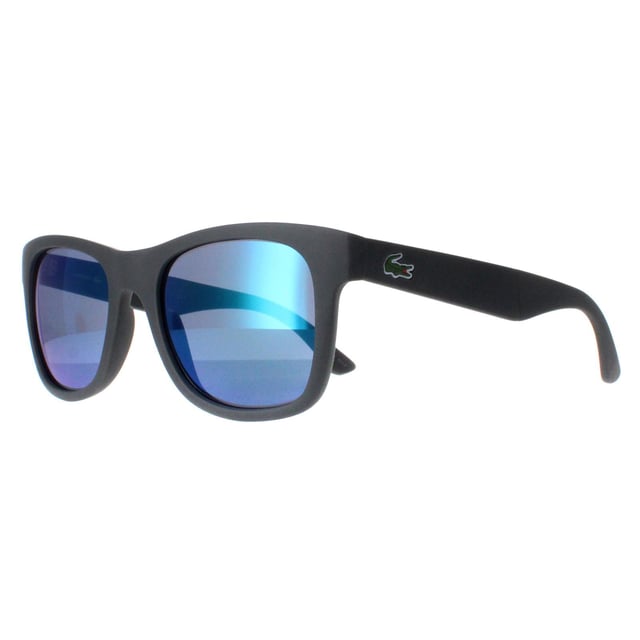 Lacoste Round Unisex Folding Matte Grey Blue L778S  Sunglasses are the first folding style in the Lacoste collection, and it folds at the bridge and temples so that it will fold up and easily pop into your pocket or bag. The green Lacoste alligator logo shows prominently on the temples for added flair and brand acknowledgement.