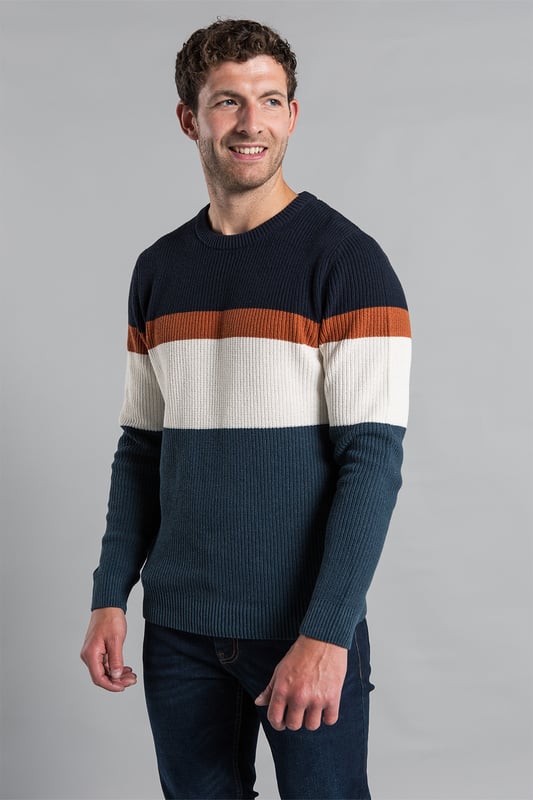 Colour block waffle knit pullover clearance