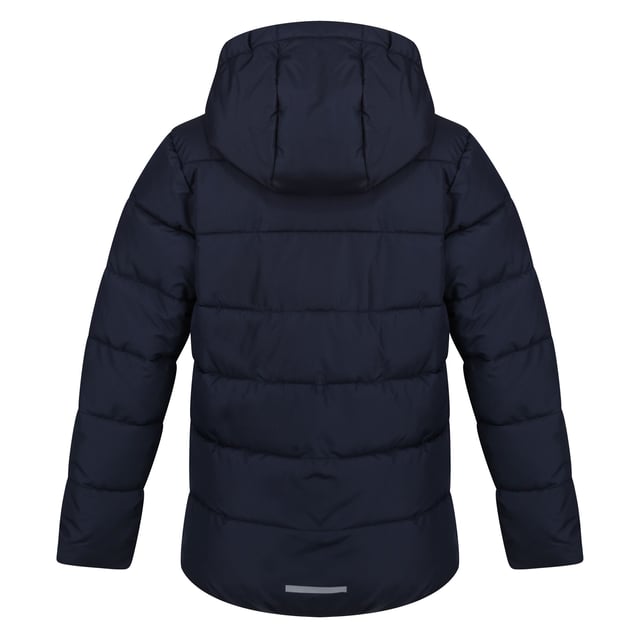 Material: 100% Polyester. Design: Reflective Detail. Fabric Technology: Thermo-Insulated, Warmloft. Contrast Zip, Fabric Zip Pull. Neckline: Hooded. Sleeve-Type: Long-Sleeved. Hood Features: Elasticated, Grown On Hood. Pockets: 2 Side Pockets, Zip. Fastening: Full Zip.