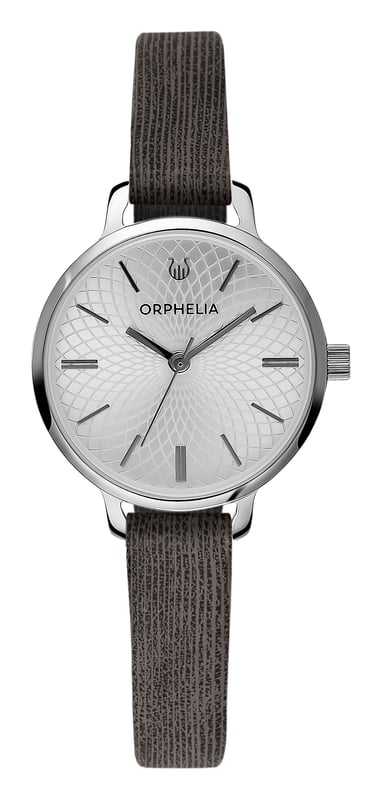 This Orphelia Pixi Analogue Watch for Women is the perfect timepiece to wear or to gift. It's Silver 28 mm Round case combined with the comfortable Grey Leather watch band will ensure you enjoy this stunning timepiece without any compromise. Operated by a high quality Quartz movement and water resistant to 3 bars, your watch will keep ticking. BEAUTY IN SIMPLICITY: This ORPHELIA Pixi Analogue watch with a Miyota Japanese Quartz movement,  makes this collection a true contemporary minimalism. PREMIUM QUALITY: By using high-quality materials  Glass: Mineral Glass  Case material: Stainless steel  Bracelet material: Leather - Water resistant: 3 bars COMPACT SIZE: Case diameter: 28 mm  Height: 8 mm  Strap- Length: 19 cm  Width: 9 mm. Due to this practical handy size  the watch is absolutely for everyday use-Weight: 21 g