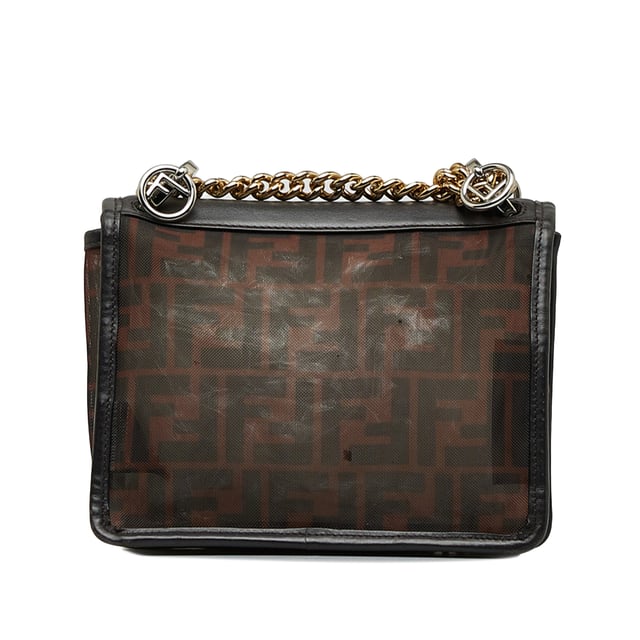 Vintage Fendi Zucca Kan I F Mesh Crossbody Bag Brown