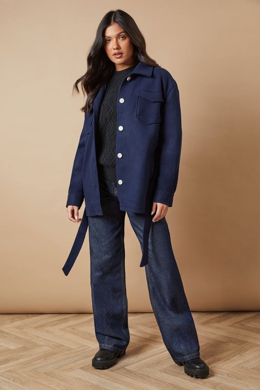 Belted Button Through Jacket