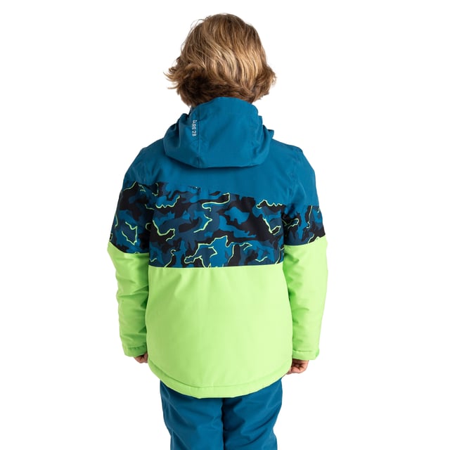 Lining: Polyester. Fabric: Stretch. Design: Camouflage, Colour Block, Logo. Fabric Technology: ARED 30/30, Breathable, Durable, Insulating, PFC Free, PFOA Free, PFOS Free, Showerproof, Stretch, Water Repellent, Waterproof. Cuff: Adjustable, Touch Fastening Tab. Neckline: Hooded. Sleeve-Type: Long-Sleeved. Padded, Scrim Back Panel, Sleeve Patch, Snowskirt, Taped Seams. Hood Features: Elasticated, Foldable, Grown On Hood. Pockets: 2 Side Pockets, 1 Sleeve Pocket, Zip, Stow Pocket, Ski Pass Pocket. Fastening: Full Zip, Stormflap. Please Note: Shockcord Hem Age 7+. Sustainability: Made from Recycled Materials. 13 Years: 32 in. 5-6 Years: 24 in. 9-10 Years: 28.5 in. 11-12 Years: 31 in. 7-8 Years: 26 in. 3-4 Years: 22.5 in.
