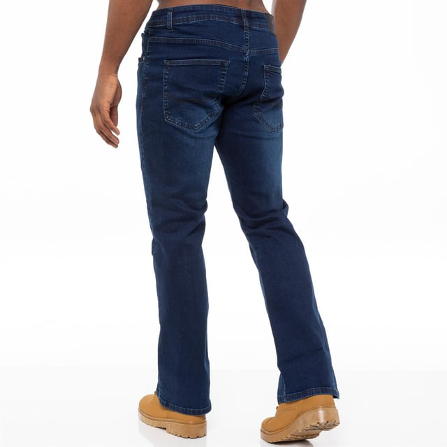These EZ401 Enzo Bootcut Jeans feature 5 pockets including the coin pocket, branded buttons and rivets, and a zip fly fastening. These Wide Leg Flared Stretch Jeans are Macine Washable