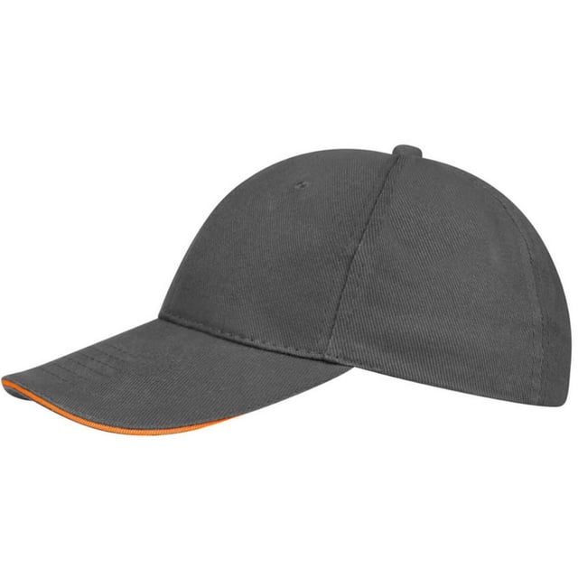 6 panel. Six ventilation eyelets. Size adjuster with metal buckle. Contrast sandwich peak on certain colours. Material: 100% thick brushed cotton. One size.