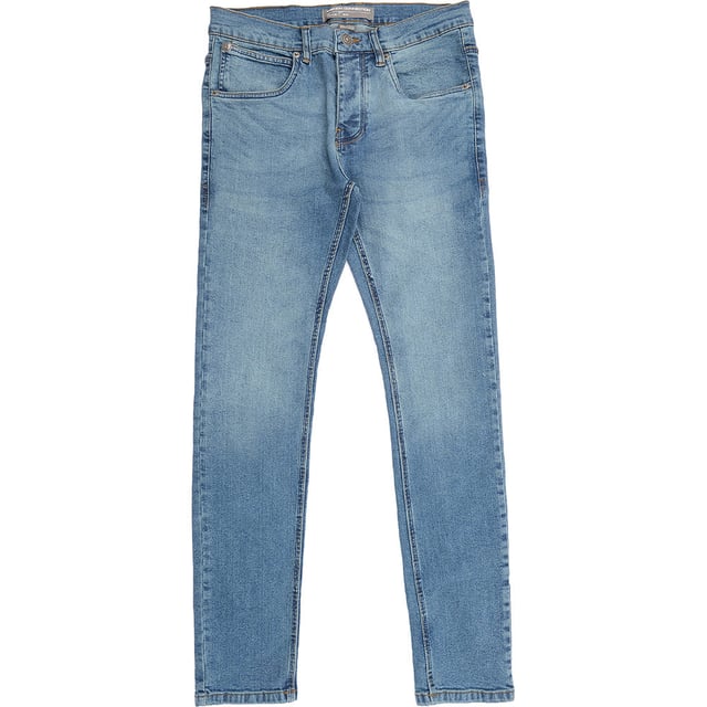 Mens French Connection Skinny Stretch Jeans In Blue Belt Loops, Button/Zip Closure, Skinny Fit