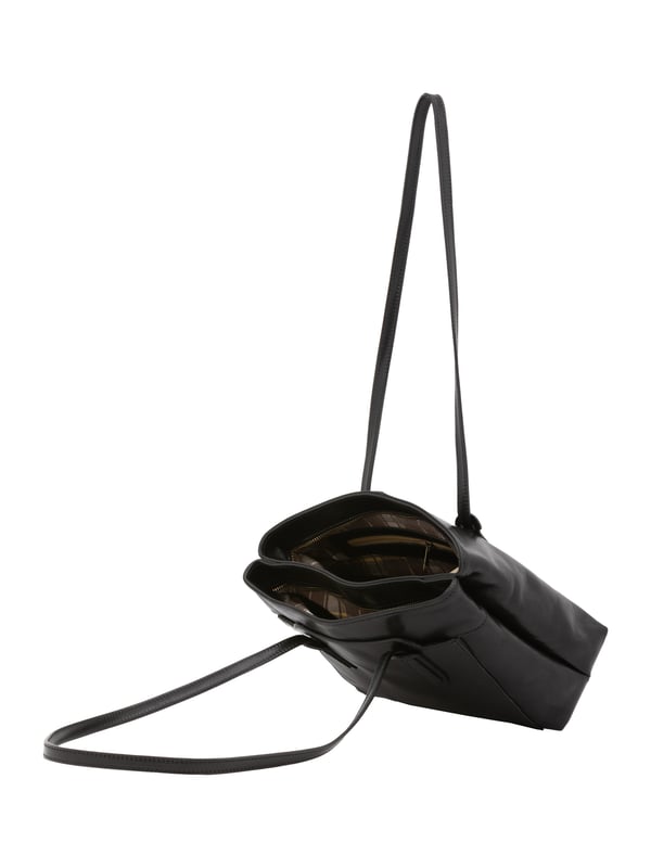 Bolso bandolera para mujer. El cierre es con cremallera. Los bolsillos internos son uno con cremallera. Los bolsillos externos son un frente abierto. Falta la correa para el hombro. El mango es de piel. Hay dos compartimentos internos. El material exterior es auténtica piel de vacuno. Internamente está forrado en algodón. Medidas: 23x30x12 cm. Hecho en Italia