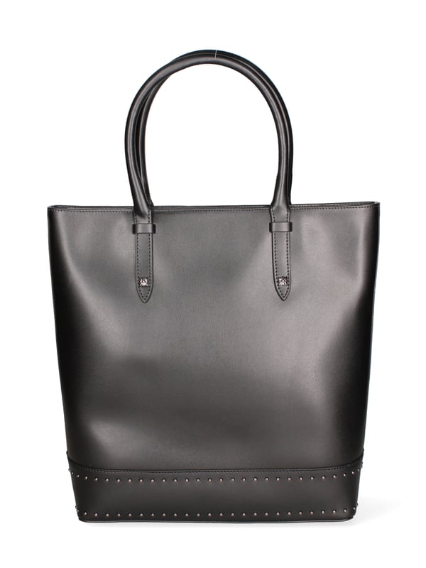 Damenhandtasche mit Reißverschluss. eine Innentasche mit Reißverschluss und eine offene. fehlende Außentaschen. fehlender Schultergurt. im Ledergriff. ein Innenfach.  Außenmaterial. Gefüttert mit 70 % Baumwolle, innen 30 % Polyester. Maße: 31x34x11,5 cm. Hergestellt in Italien