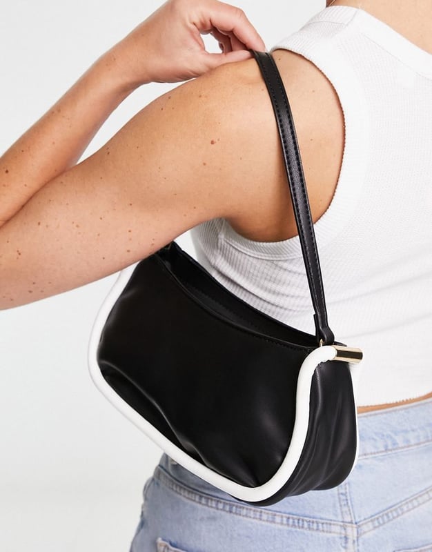 ASOS DESIGN shoulder bag with tubular piping in mono Multi