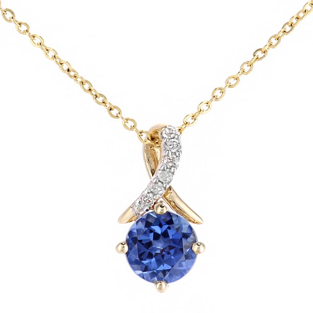 # 9K (375) Yellow Gold: 1.06gr; # Diamond: 0.03ct; # Created Tanzanite: 0.72ct