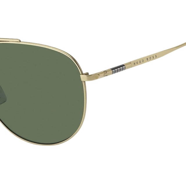 The Hugo Boss 1296/F/S AOZ QT Gold Sunglasses offer stylish protection from harmful UVA and UVB sunlight. These sunglasses conform to British Standard EN 1836:2005 and come with a branded case and cleaning cloth. Enjoy looking your best while keeping your eyes safe with these Hugo Boss sunglasses. Hugo Boss Gold Sunglass, Lens Width = 63mm, Nose Bridge Width = 13mm, Arm Length = 145mm Branded Sunglasses Case and Cleaning Cloth Included 100% Protection Against UVA & UVB Sunlight and Conform to British Standard EN 1836:2005 Hugo Boss 1296/F/S AOZ QT Gold Sunglasses