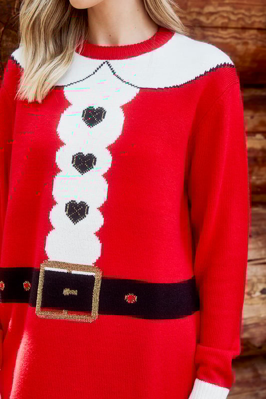 Red Seven Novelty Santa Christmas Jumper Dress