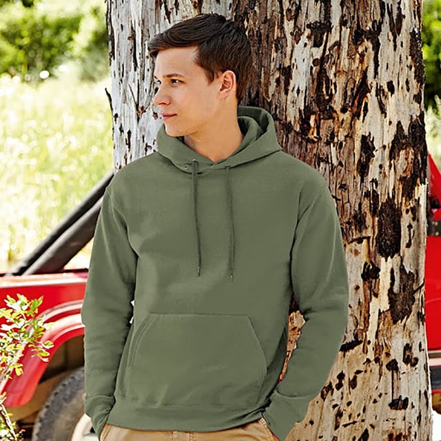 Fruit Of The Loom Mens Premium 70/30 Hooded Sweatshirt Hoodie (Classic  Olive)