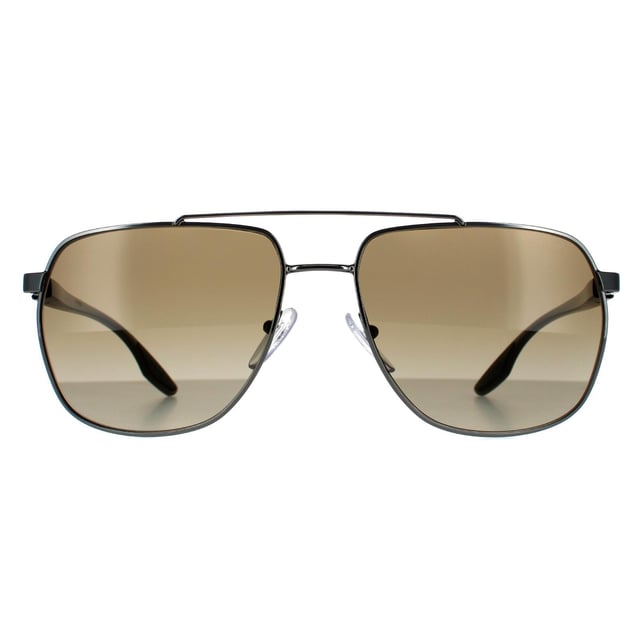 Prada Sport Aviator Mens Gunmetal Brown Gradient Sunglasses