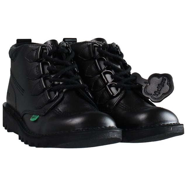 Patadas de colchas medias Lace-up Boots de cuero suave de cuero liso 1_15847
