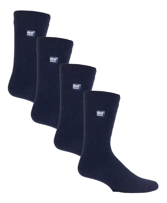 Heat Holders Ultra Lite - Mens 4 Pack Thermal SocksHalten Sie die Füße warm an den kältesten Tagen und ziehen Sie dieses Paar Heat Holders Ultra Lite Thermal Socks an. Jetzt im 4er-Pack! Heat Holders Ultra Lite ist wie die Lite-Version, aber noch weniger klobig. Sie eignen sich perfekt für enger sitzende Schuhe, d.h. sie sind großartige Socken für die Wintermonate, passen in jede Art von Schuh und bieten die von Heat Holders bekannte Wärme.Heat Holders Socken bieten Ihnen intensiven Komfort und Wärme. Unser speziell entwickeltes Thermogarn sorgt für eine leistungsstarke Isolierung gegen Kälte und eine hervorragende Feuchtigkeitsableitung.Die innovative Stricktechnologie erzeugt unseren einzigartigen, extra langen, geschlungenen Polsterflor, der mehr warme Luft einschließt. Unser fachmännischer Heat Holders-Bürstungsprozess maximiert die Menge an warmer Luft, die in jeder Socke gehalten wird, und sorgt so für absolute Wärme und ganztägigen Komfort. 1,0 tog bedeutet, dass Ihre Füße und Beine selbst bei extrem kalten Wintertemperaturen dreimal wärmer sind als bei herkömmlichen Baumwollsocken. Diese Socken sind nicht nur super weich und warm, sondern auch sehr nützlich, wenn Sie sich längere Zeit im Freien aufhalten.Wenn Sie Schwierigkeiten haben, Ihre dicken Original Heat Holders in Ihre Stiefel oder Schuhe zu bekommen, dann haben wir hier die Lösung für Sie! Diese Ultra Lite Socken sind dünn genug, um in Ihre Alltagsschuhe zu passen, aber dick genug, damit die Wärmeisolierungstechniken der Heat Holders weiterhin funktionieren. Egal, ob Sie sich zu Hause entspannen, draußen arbeiten oder winterliche Outdoor-Aktivitäten genießen, diese Thermosocken sind die ideale Ergänzung für Ihre Sockenschublade. Diese Socken werden im 4er-Pack geliefert, sind in den Größen 6-11 UK erhältlich und bestehen aus 89% Acryl, 10% Polyamid, 1% Elastan. Sie sind in den Farben Schwarz, Anthrazit und Navy erhältlich und können in der Maschine gewaschen werden.Extra ProduktdetailsWärmesocke Ultra Lite SocksSpeziell entwickeltes GarnDünner als die OriginalsockeThermobürste1,0 Tog RatingDick und warm3X wärmer als BaumwollsockenHerrengröße: 6-113 FarboptionenMaschinenwaschbar