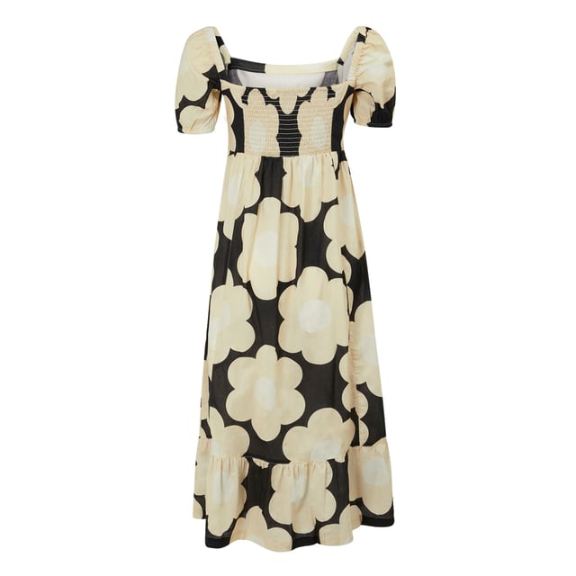 100% Cotton. Fabric: Coolweave, Poplin. Design: All-Over Print, Daisy. Fabric Technology: Breathable. Back Elasticated, Gathered Panel. Neckline: Square Neck. Sleeve-Type: Balloon, Short-Sleeved. Sustainability: Sustainable Materials. 8 UK: 32 in. 10 UK: 34 in. 12 UK: 36 in. 14 UK: 38 in. 20 UK: 45 in. 18 UK: 43 in. 16 UK: 40 in.
