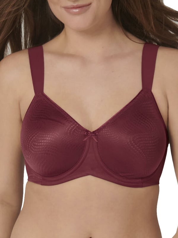Triumph Essential Minimiser Bra. Makes bust look one size smaller with lightweight, firm shaping wires. The product is recommended as hand-wash only..