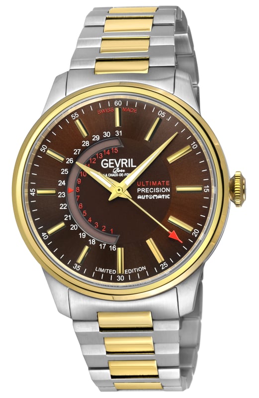 Reloj automático suizo Gevril 49206B para hombre de la colección Guggenheim

Reloj automático suizo Gevril para hombre de la colección Guggenheim
Caja de 40 mm de acero inoxidable 316L y pulido, esfera marrón, con índices dorados y fecha
Fondo de caja atornillado con cristal de zafiro
Corona atornillada, manecillas y marcadores luminiscentes
Edición limitada
Pulsera de acero inoxidable 316L cepillado y pulido en tono dorado con cierre desplegable
Cristal de zafiro antirreflectante
Resistente al agua hasta 50 metros/5ATM
Rueda de fecha personalizada Sellita SW220