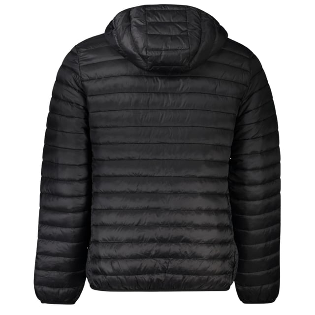 Blijf slank en stijlvol met de Cavalli Class Gewatteerde Zwarte Jas. Het eenvoudige design voegt een vleugje verfijning toe, terwijl de gewatteerde binnenkant warmte en comfort garandeert. Perfect voor elke fashion-forward persoon!, Lange Mouwen Jas Met Kap, Licht Gewatteerd, 2 Externe Zakjes Met Knopen, 2 Interne Zakjes, Rits, Applicatie, Logo, Jas, Vulling: 100% Polyamide, Voering: 100% Polyamide, Vulling: 100% Polyamide, Gewatteerde Jas, Rits Sluiting, Zwarte Jas