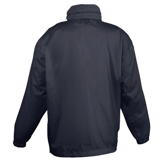 Water resistant and windproof. Unlined. Concealed hood. Full length self colour zip. Underarm ventilation eyelets. Two front zip pockets. Elasticated cuffs. Drawcord at hem. Packs/zips into front right pocket. Material: 210T nylon shell. Height (cm): 5-6(105-116), 7-8(117-128), 9-11(129-141), 12-14(142-164), 15-16(165-176).