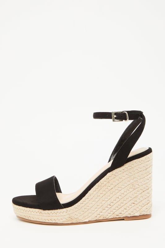 Black sales woven wedges