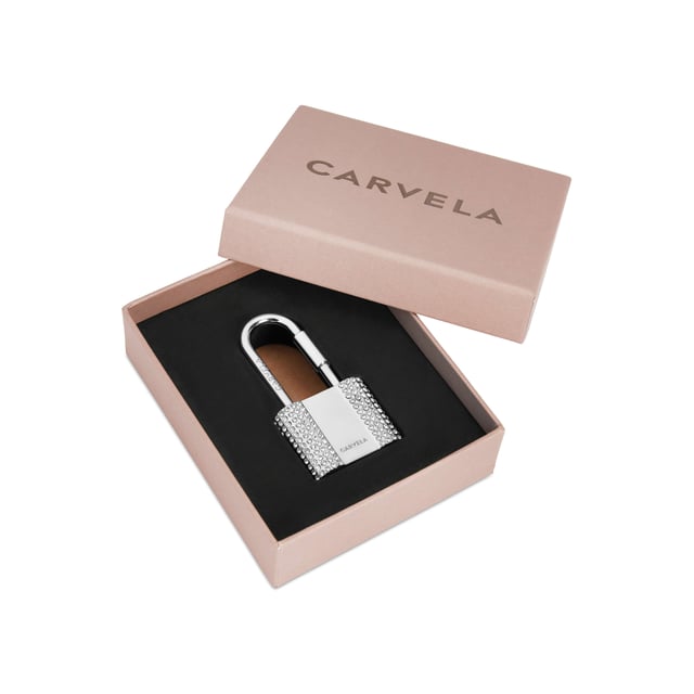 The Padlock Keyring can be hung around any bag handle. There are crystal embellishments. Dimensions: 7.5cm (H), 3cm (W).