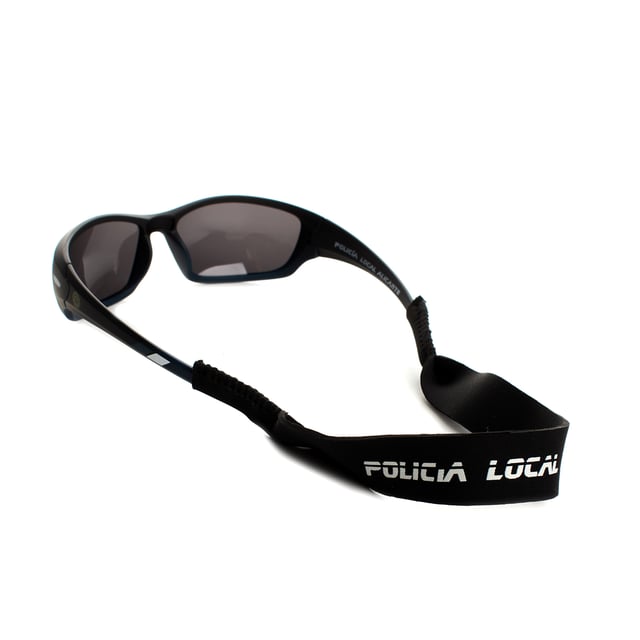 Must Have Police Sport Sunglasses with wraparound design, ideal for outdoor activities requiring complete protection and a secure fit.

 Made of polycarbonate, they offer lightness and durability, perfect for prolonged use.

 Equipped with UV 400 protection polarized lenses, they block 100% of UVA and UVB rays, reducing glare and providing clear vision in sunny environments.

 They include an adjustable band on the back with the inscription "Policía Local Alicante," ensuring that the glasses stay firm even during intense movements.

 Plus, they come with a cloth case to protect them when not in use.

 These glasses are ideal for security forces or for sports activities, providing comfort, protection and stability in any situation.
 Measures: Lens height: 44 mm, Lens width: 66 mm, Bridge: 10 mm, Temples: 110 mm
 Composition: Polycarbonate
 Care:
- Wash only with water or, if necessary, a mild soap.
 - Dry with a soft cloth to avoid scratches.
 - Avoid contact with harsh surfaces or abrasive liquids.