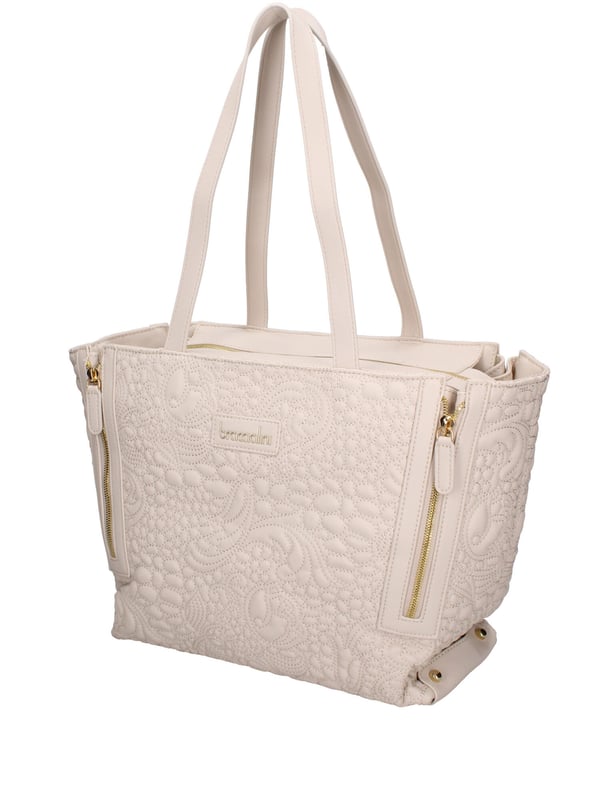 Bolso bandolera para mujer. El cierre es con cremallera. Los bolsillos internos son uno con cremallera y dos abiertos. Los bolsillos externos están ausentes. Falta la correa para el hombro. El mango es de ecopiel. Hay un compartimento interno. El material exterior es 100% Poliuretano. Internamente es 100% Poliéster. Medidas: 45x27x15 cm. Producto de moda