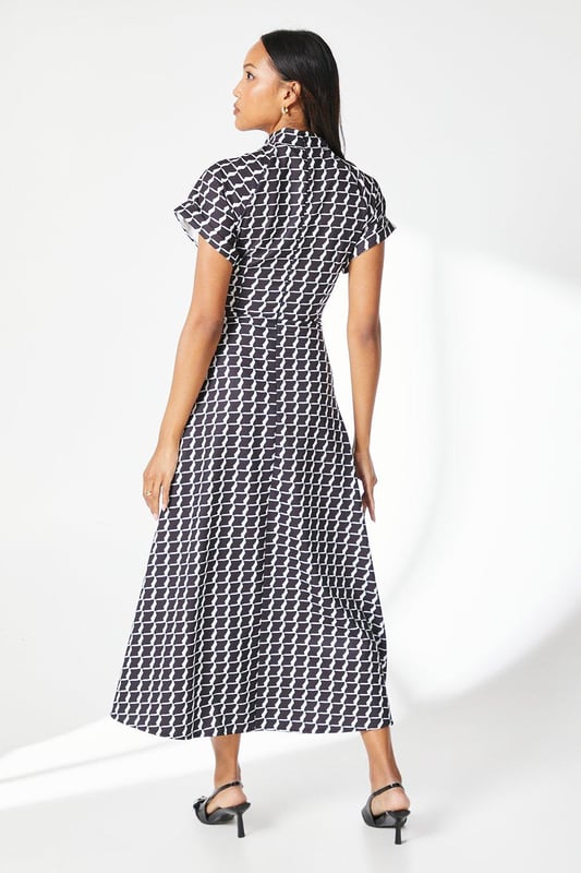 knee length dresses for ladies ISA GREY LINEN TWIST NECK MIDI DRESS  SUNMOR