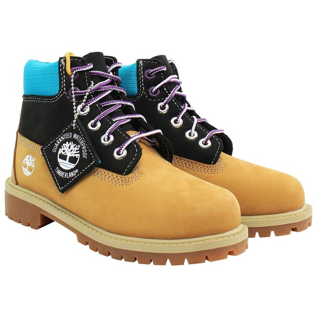 Timberland 6 Inch Premium Wheat Nubuck Leather Youths Lace Up Boots A2MY1