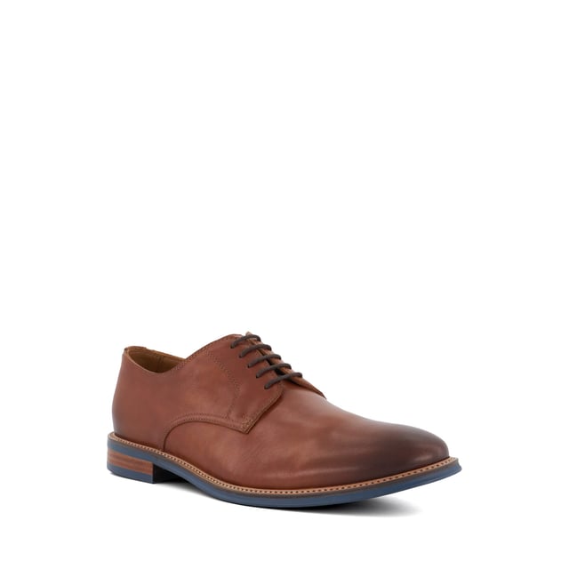 Dune Mens STANLEYYY Smart Lace-Up Shoes Stanleyyy Refresh your sartorial edit with Stanleyyy. Crafted from the finest material, this round-toed silhouette features a five-eyelet system and is detailed with tonal stitch details and a wooden veneer sole, enhanced with a contrast-stitch trim.