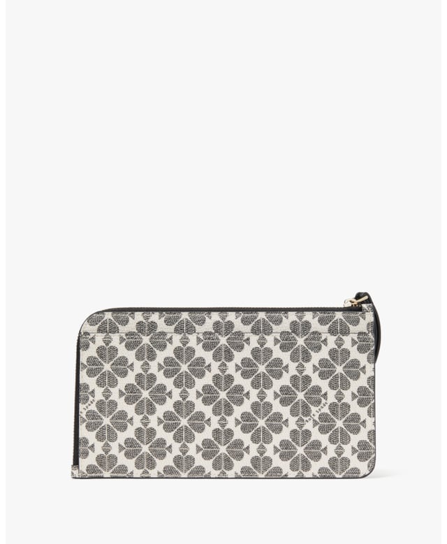 Lucy Spade Flower Pvc Medium L-Zip Wristlet, Metal Pinmount With Spade Logo, 3 Credit Card Slots, Back Slip Pocket,  Length: 20.30 Cm,  Width: 11.50 Cm,  Height: 20.00 Cm
