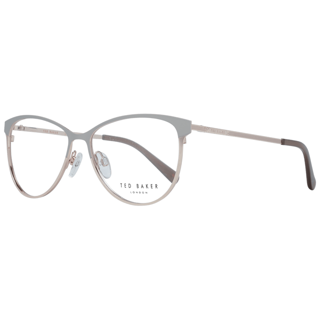 Ted Baker Cat Eye Womens Grey and Rose Gold TB2255 Aure  Glasses are a modern cat eye style crafted from lightweight metal. The plastic temple tips and adjustable nose pads ensure a comfortable all round fit. Ted Baker's logo features on the slender temples for authenticity.